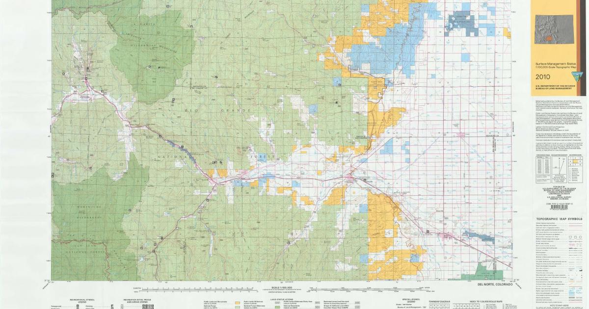 CO Surface Management Status Del Norte Map Bureau of Land Management